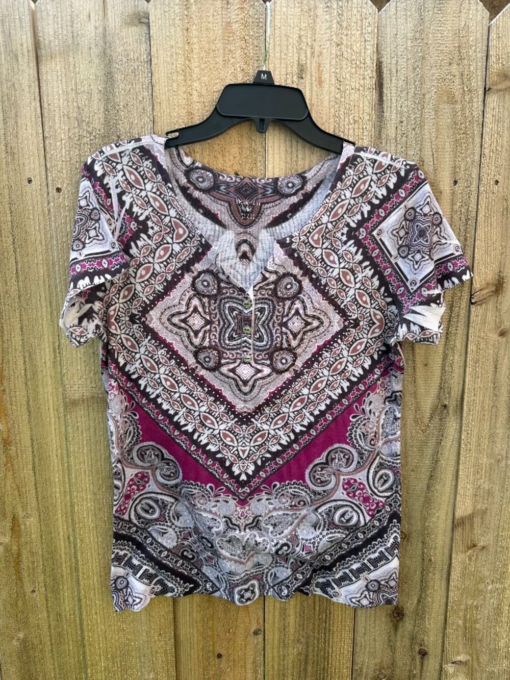 Style & Co Geometric Paisley Print Top – Medium